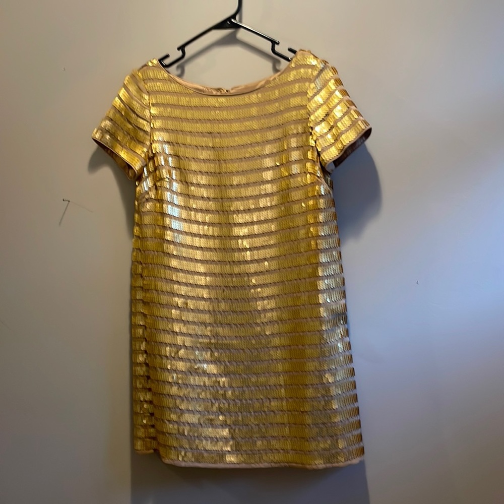 Alexandra Dillon A+D sequin gold T-shirt dress size 2 NWOT